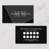 Moderne artistieke grijze monogram klantenkaartje (Voorkant / Achterkant)