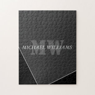 Moderne artistieke grijze monogram legpuzzel