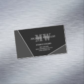 Moderne artistieke grijze monogram magnetisch visitekaartje (Voorbeeld)