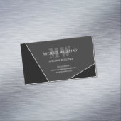 Moderne artistieke grijze monogram magnetisch visitekaartje (Voorbeeld)