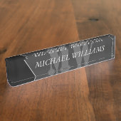 Moderne artistieke grijze monogram naambordje (Zijkant)