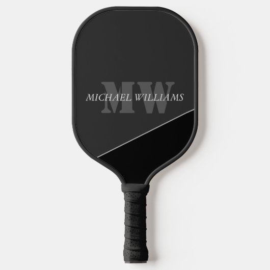 Moderne artistieke grijze monogram pickleball paddle (Voorkant)