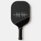 Moderne artistieke grijze monogram pickleball paddle (Achterkant)
