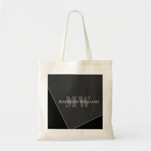 Moderne artistieke grijze monogram tote bag