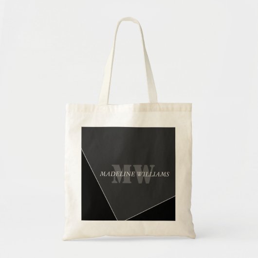 Moderne artistieke grijze monogram tote bag (Voorkant)
