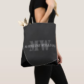 Moderne artistieke grijze monogram tote bag (Dichtbij)