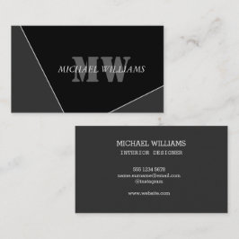 Moderne artistieke grijze monogram visitekaartje