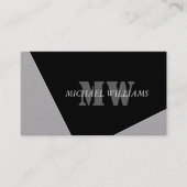 Moderne artistieke grijze monogram visitekaartje (Voorkant)
