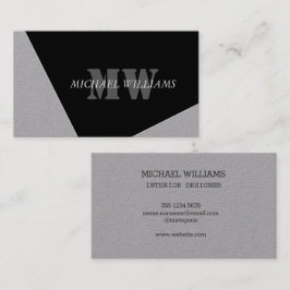 Moderne artistieke grijze monogram visitekaartje