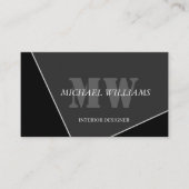 Moderne artistieke grijze monogram visitekaartje (Voorkant)