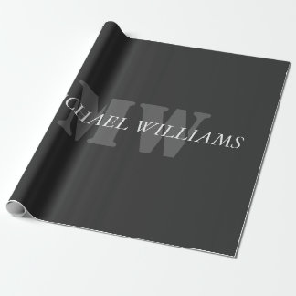 Moderne Artistieke Grijze Zwarte Monogram Cadeaupapier