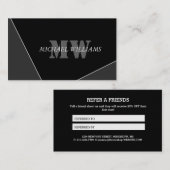 Moderne Artistieke grijze zwarte monogram Referral (Voorkant / Achterkant)