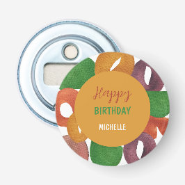 Moderne Artistieke Herfst Kleurrijk Patroon Verjaa Button Flesopener