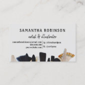 Moderne artistieke illustrator script verfpenseelf visitekaartje (Achterkant)