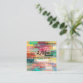 Moderne artistieke kunst veelkleurig vierkante visitekaartje (Staand voorkant)