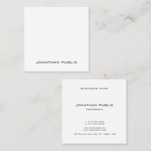 Moderne artistieke minimale professionele Sjabloon Vierkante Visitekaartje (Voorkant / Achterkant)