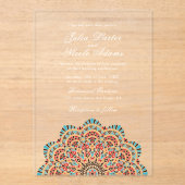 Moderne Artistieke Motief Stijl Mandala bruiloft Acryl Uitnodigingen (Voorkant)