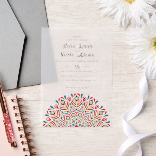 Moderne Artistieke Motief Stijl Mandala bruiloft Vellum Uitnodigingen