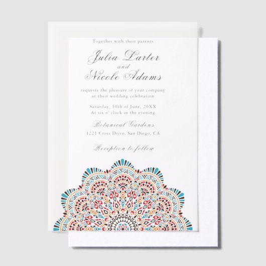 Moderne Artistieke Motief Stijl Mandala bruiloft Vellum Uitnodigingen (Offset)