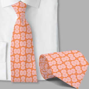 Moderne Artistieke Oranje Geometrisch Patroon Here Stropdas