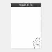 Moderne artistieke paardensilhouet in zwart-wit post-it® notes (Voorkant)