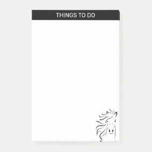Moderne artistieke paardensilhouet in zwart & wit post-it® notes