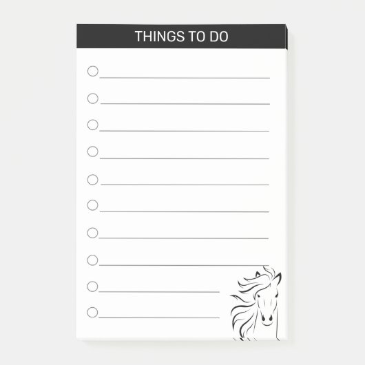 Moderne artistieke paardensilhouet in zwart-wit post-it® notes (Voorkant)