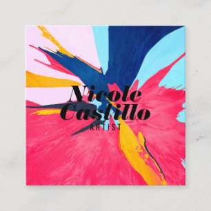 Moderne artistieke roze abstracte kunstschildermin vierkante visitekaartje