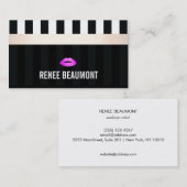 Moderne artistieke roze lips gestript visitekaartje (Voorkant / Achterkant)