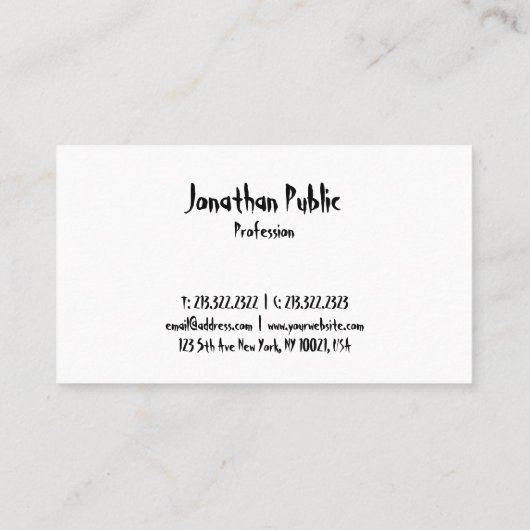 Moderne artistieke Script Design Professional Visitekaartje (Achterkant)