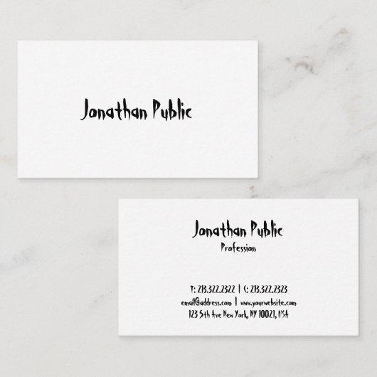 Moderne artistieke Script Design Professional Visitekaartje (Voorkant / Achterkant)