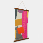 Moderne, artistieke, silhouette kleurenblokken hangend wandkleed (Gebogen)