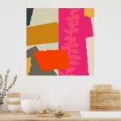 Moderne, artistieke, silhouette kleurenblokken poster (Keuken)