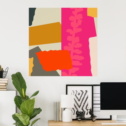 Moderne, artistieke, silhouette kleurenblokken poster (Thuiskantoor)