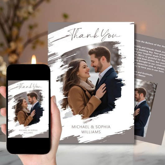 Moderne Artistieke Trouw Dank Je Wintergrijs  Kaart