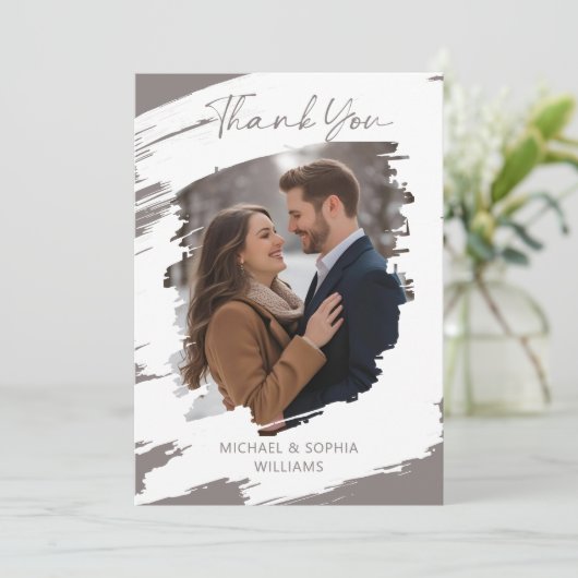 Moderne Artistieke Trouw Dank Je Wintergrijs  Kaart (Staand voorkant)