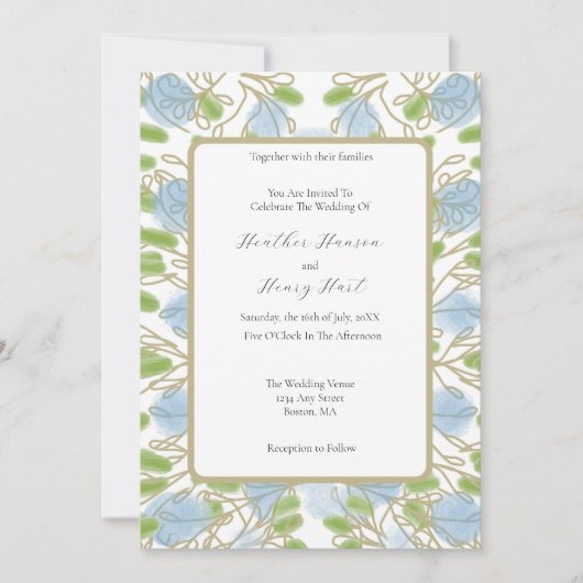 Moderne artistieke Waterverf bruiloft uitnodiging (Voorkant)