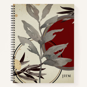 Moderne artistieke Waterverf laat monogrammen acht Notitieboek