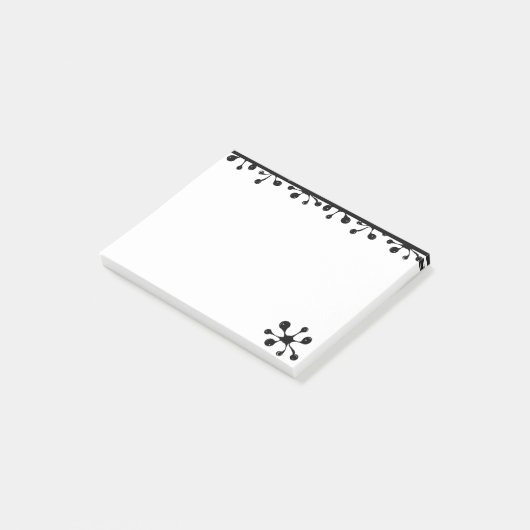 Moderne artistieke zwarte vlek op wit post-it® notes (Schuin)