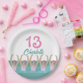 Moderne artistieke zwemmers 13e verjaardag papieren bordje (Feest)