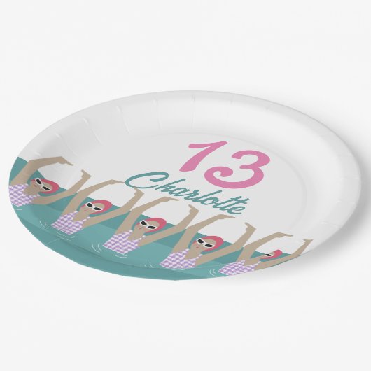 Moderne artistieke zwemmers 13e verjaardag papieren bordje (Gekanteld)