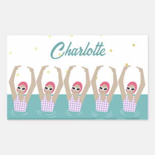 Moderne  artistieke zwemmers Synchroon zwemmen Rechthoekige Sticker