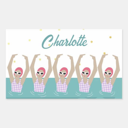 Moderne  artistieke zwemmers Synchroon zwemmen Rechthoekige Sticker (Voorkant)