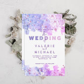Moderne artistieke zwendel roze en Paarse bruiloft Kaart