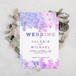 Moderne artistieke zwendel roze en Paarse bruiloft Kaart