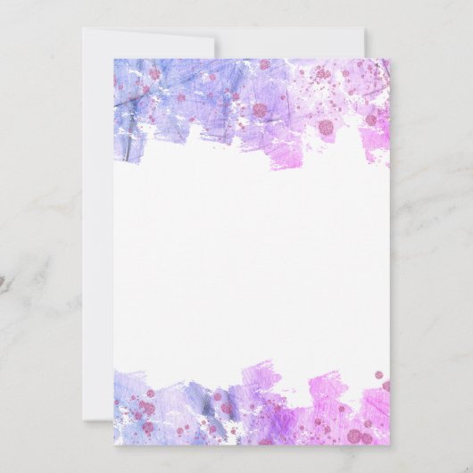 Moderne artistieke zwendel roze en Paarse bruiloft Kaart (Achterkant)