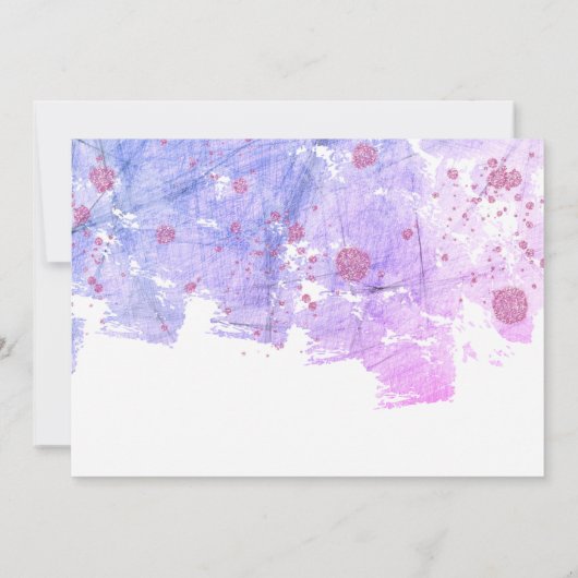 Moderne artistieke zwendel roze en Paarse bruiloft Save The Date (Achterkant)