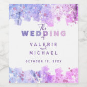 Moderne artistieke zwendel roze en Paarse bruiloft Wijn Etiket (Enkel label)