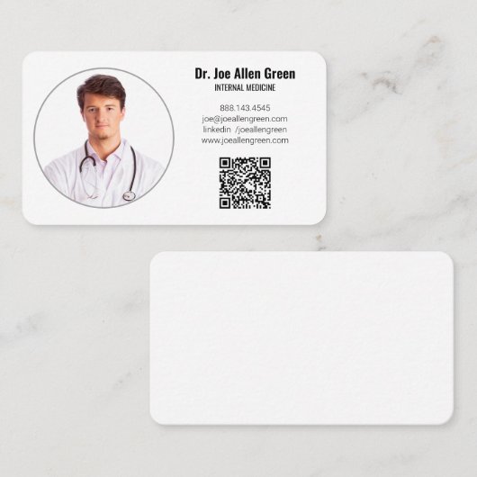 Moderne arts Foto QR Code Minimalist 👩‍ Visitekaartje (Voorkant / Achterkant)