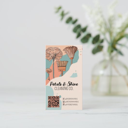 Moderne Artsy Color Splash Professionele Reiniger Visitekaartje (Staand voorkant)